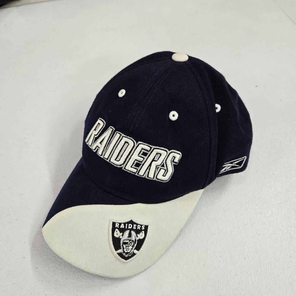 Oakland Raiders Men Hat OS Blue Reebok Strapback Raised Embroidered - Picture 1 of 8